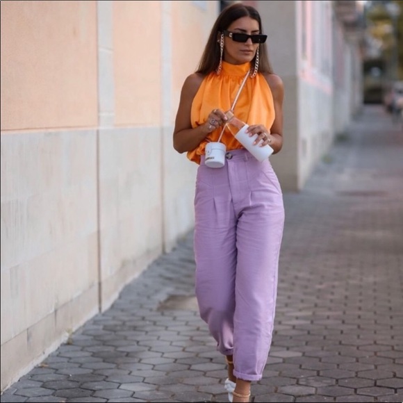 Zara slouchy Lilac Pants - Picture 2 of 16